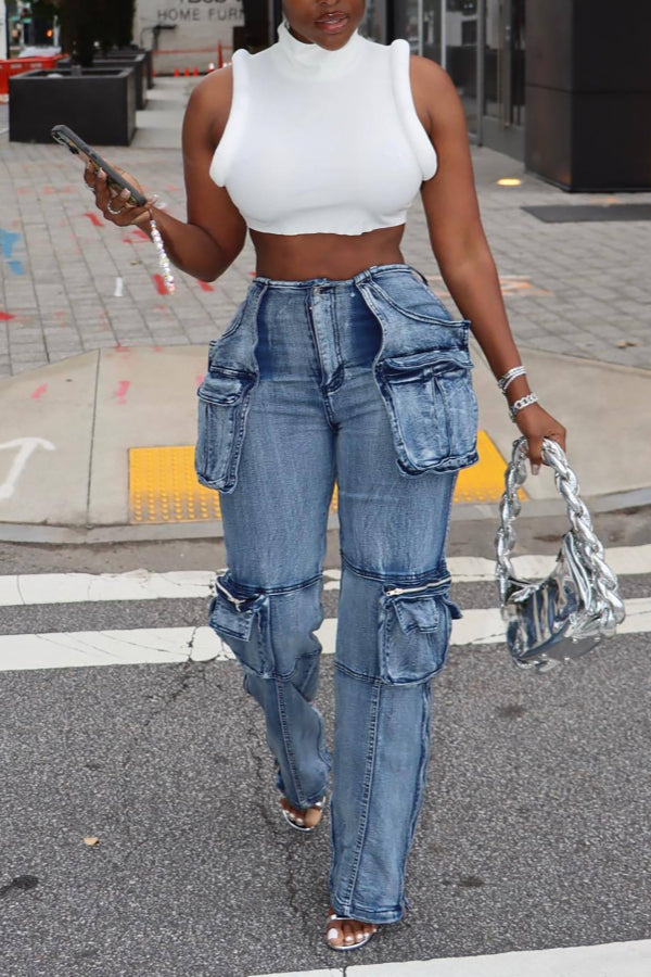 Trendy Casual Multi-pocket Jeans