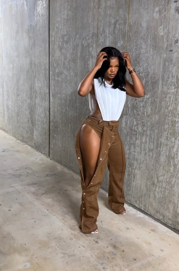 Side Snap Casual Jeans