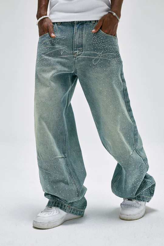 Chic Crystal Loose Jeans