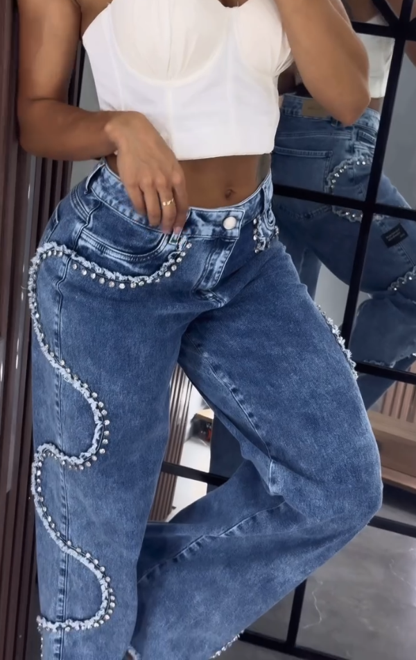 Personalized Rhinestone Casual Jeans