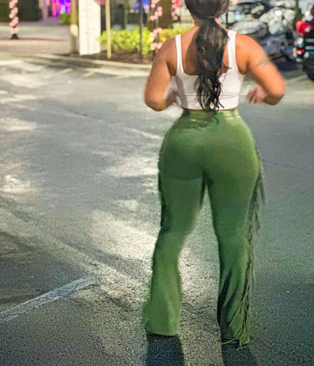 Sexy slim fit fringed pants