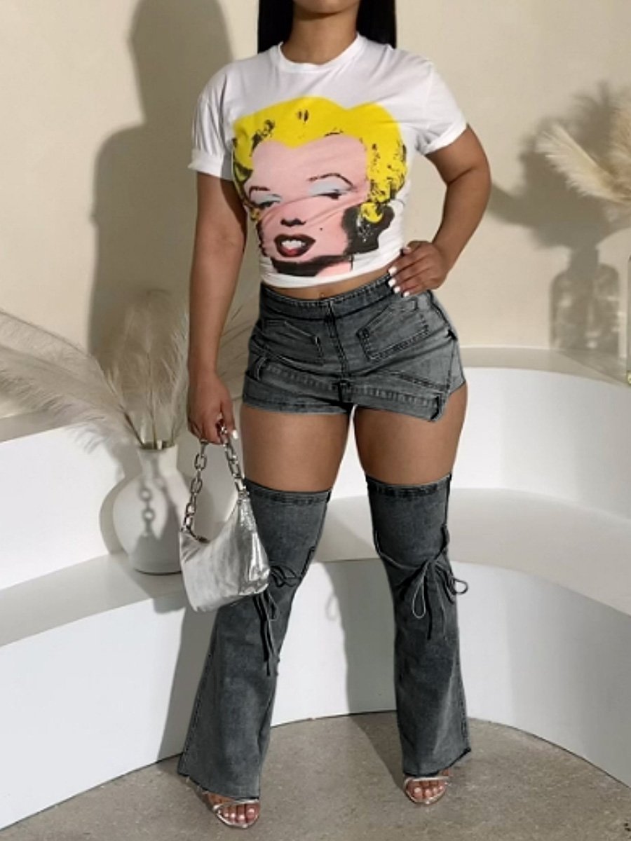 The Pop Denim Shorts Set