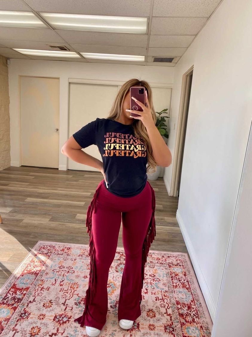 Sexy slim fit fringed pants