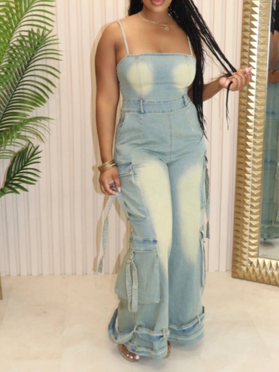 Chic Wash Denim Jumpsuit