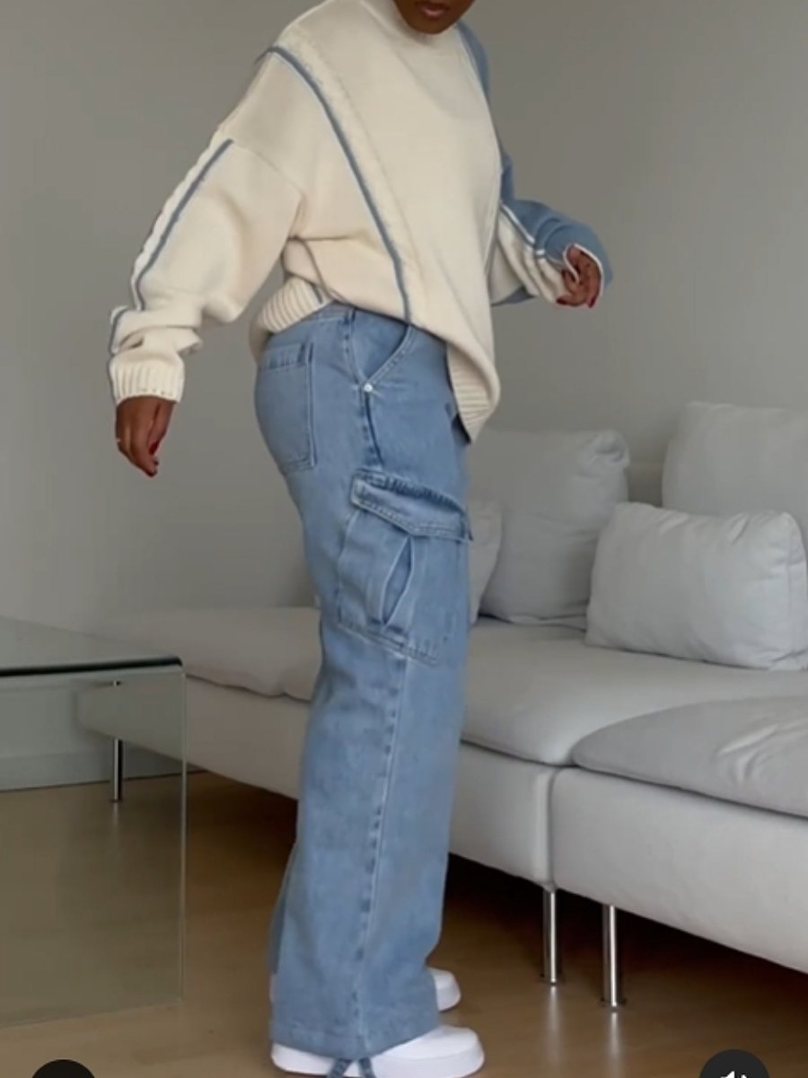Loose Casual Stitching Sweater