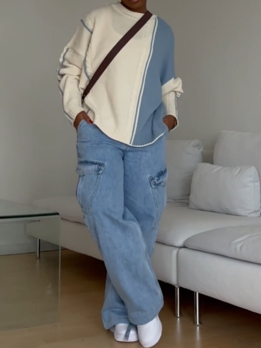 Loose Casual Stitching Sweater