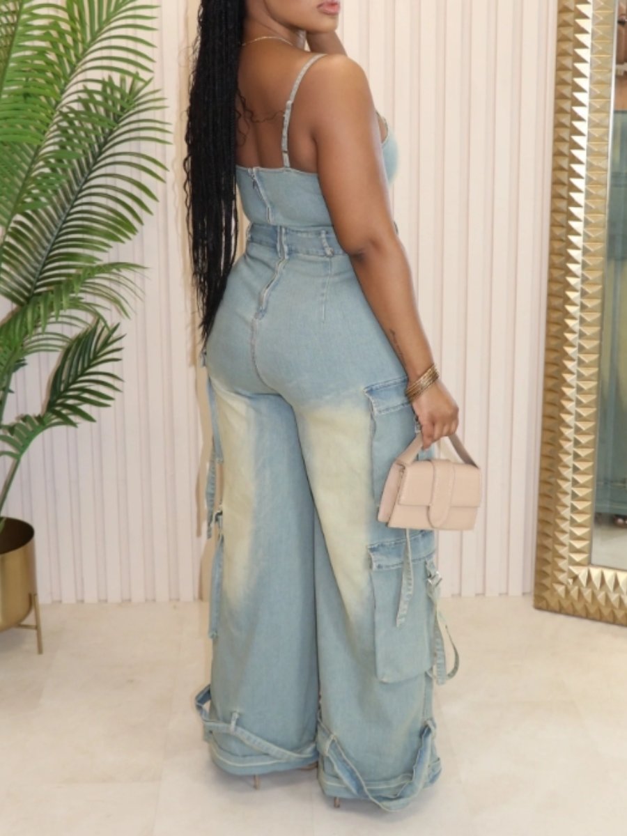 Chic Wash Denim Jumpsuit