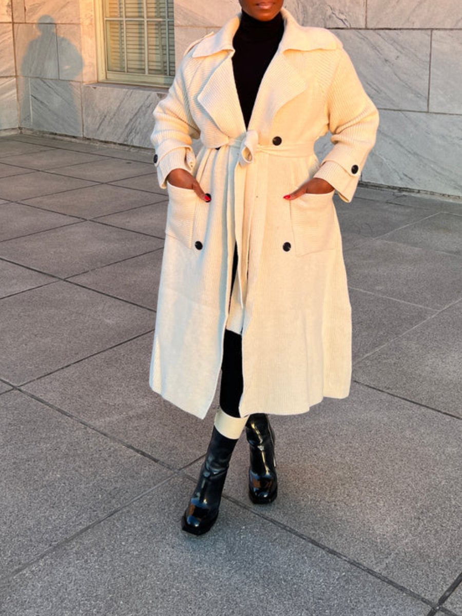 Chic Knit Sweater Trench Coat