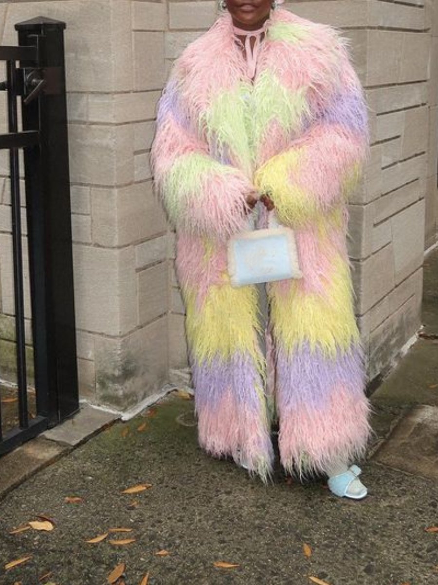Rainbow Faux Fur Coat