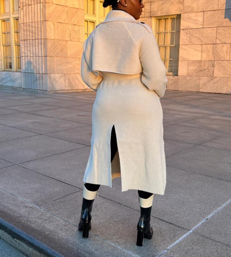 Chic Knit Sweater Trench Coat