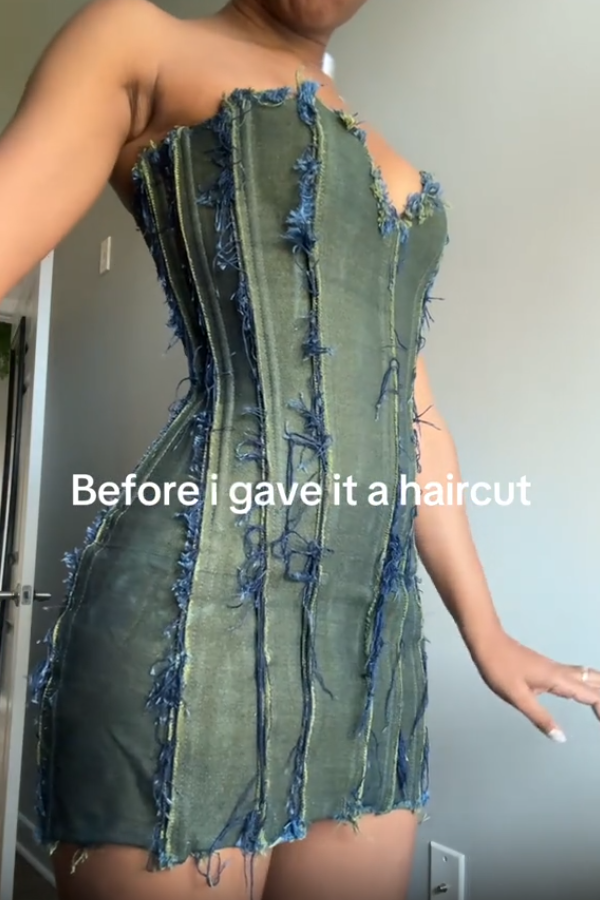 Stretch Vintage Denim Mini Dress