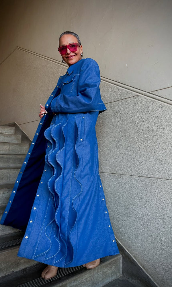 Unique Wavy Denim Coat