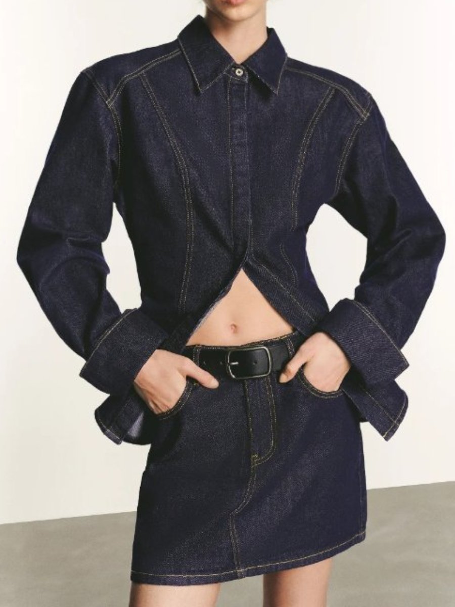 Stylish Waist-slimming Denim Shirt