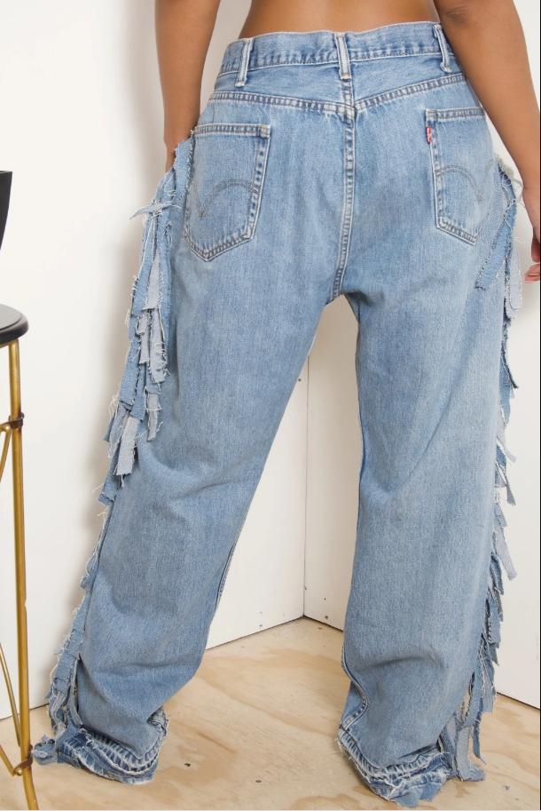 Stylish Fringed Denim Pants
