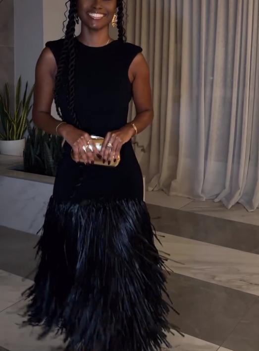Sleeveless fringed midi dress